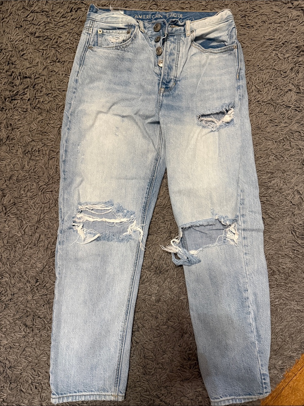 American Eagle Outfitters Light Blue Ripped Boyfriend Jeans